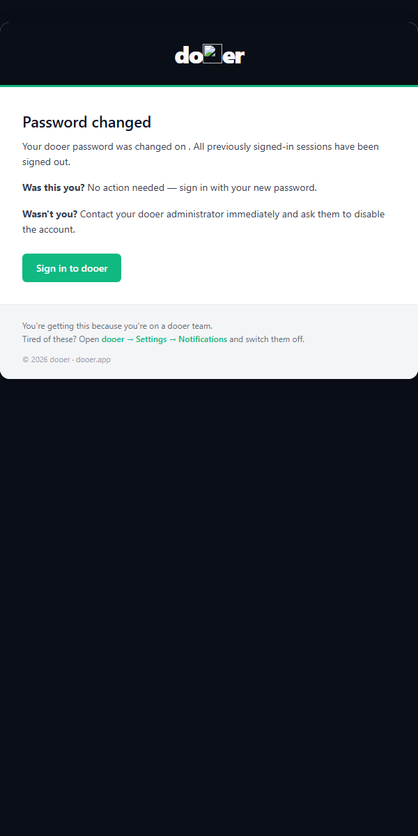 Password changed confirmation email